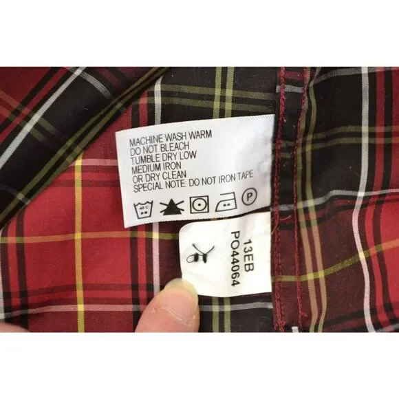 Orvis Women's 18 Red Buffalo Plaid Long Sleeve Button Down Tunic Shirt - Picture 10 of 11